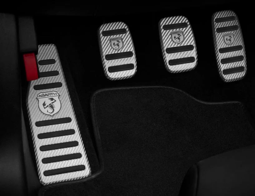Genuine Abarth Alutex Sports Pedal Set – Silver Carbon – 500 Abarth Manual (LHD) – Unboxed - Abarth Tuning