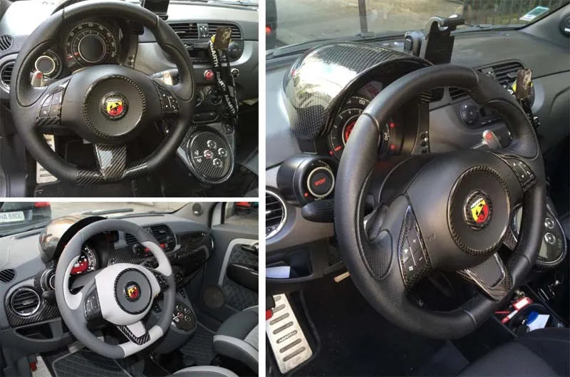 Abarth 500 / 595 / 695 Steering Wheel Centre Cover - Carbon Fibre - Abarth Tuning