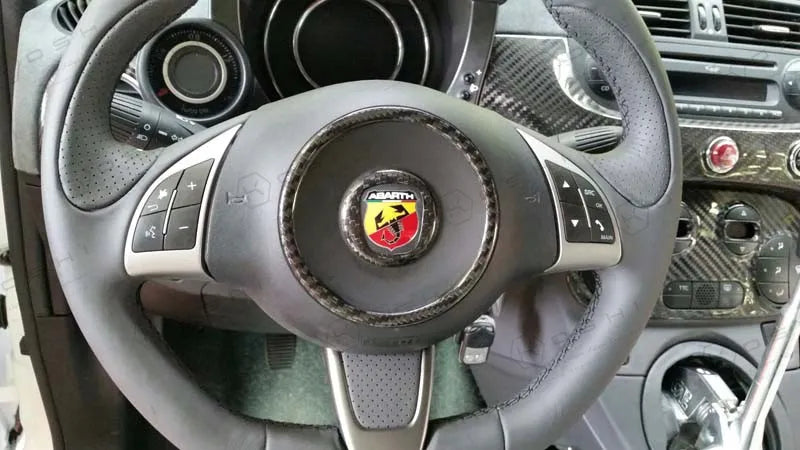 Abarth 500 / 595 / 695 Steering Wheel Centre Cover - Carbon Fibre - Abarth Tuning