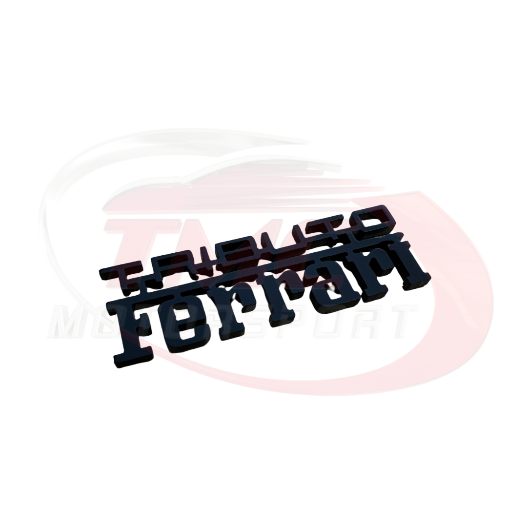 Abarth Tributo Ferrari Badge Black or Silver 8 cm x 3 cm - OLD STOCK REDUCED TO CLEAR