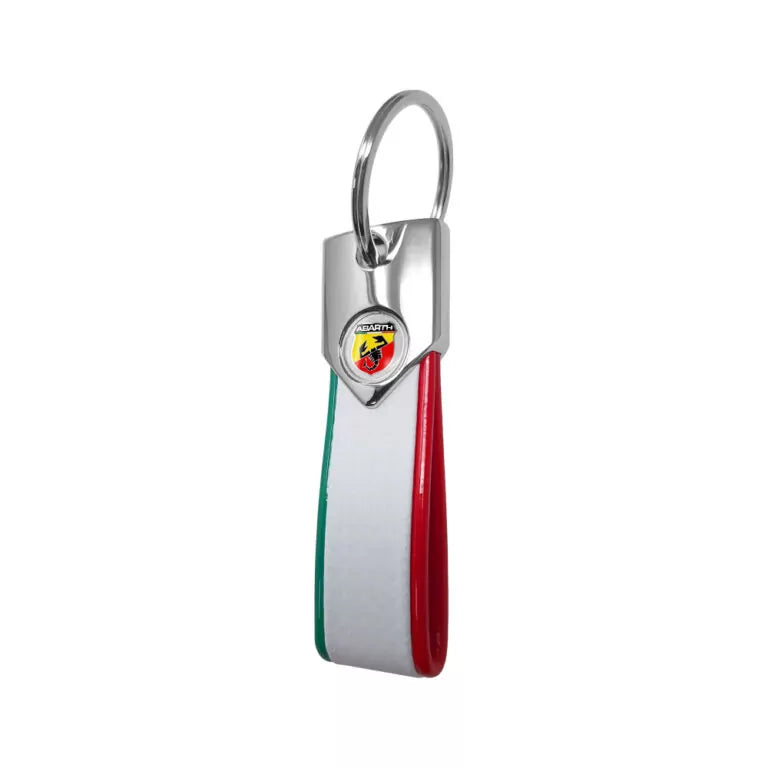 Abarth Carbon Effect Keyring - White Tricolore - Various Options - Abarth Tuning