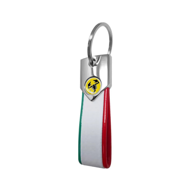 Abarth Carbon Effect Keyring - White Tricolore - Various Options - Abarth Tuning