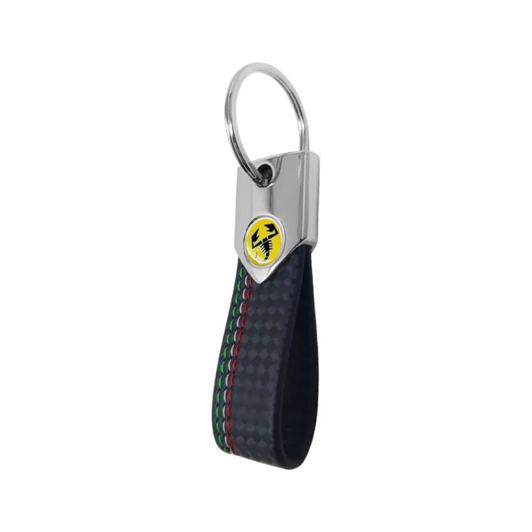 Abarth Carbon Effect Keyring - Black Tricolore - Various Options - Abarth Tuning