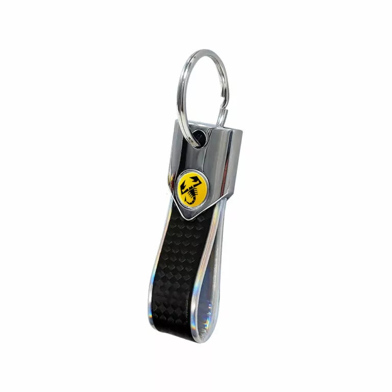 Abarth Carbon Effect Keyring - Silver - Various Options - Abarth Tuning