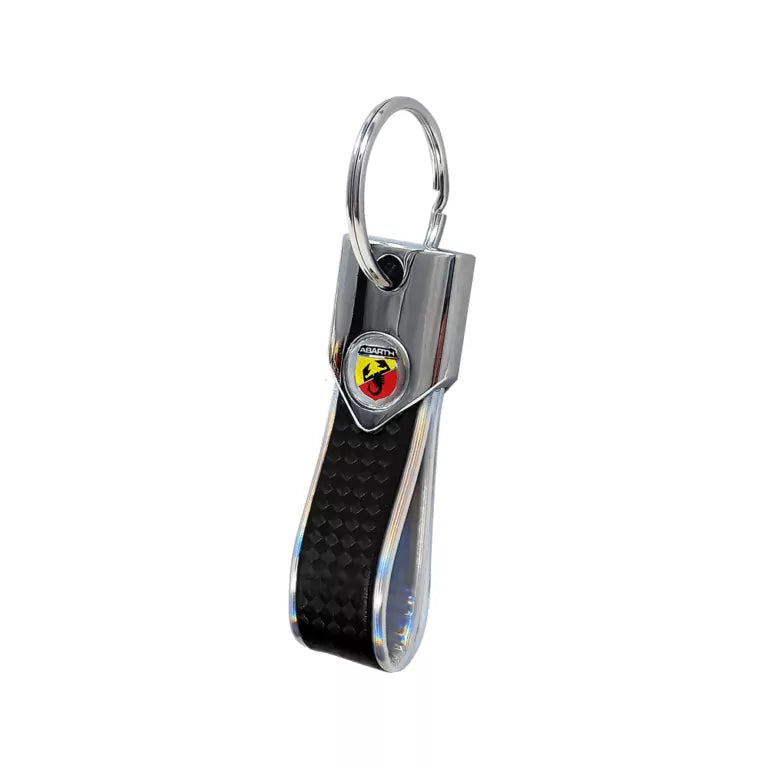 Abarth Carbon Effect Keyring - Silver - Various Options - Abarth Tuning