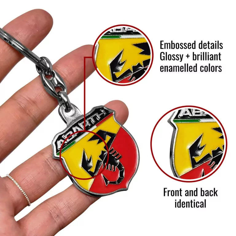 Abarth Metal Double Sided Shield Keyring - Abarth Tuning