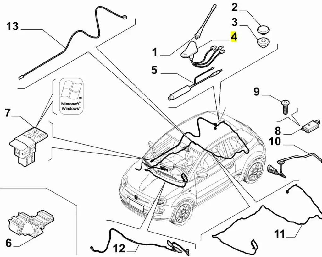 Genuine Abarth 500 Aerial Base - 2012 Onwards Vehicles - Abarth Tuning
