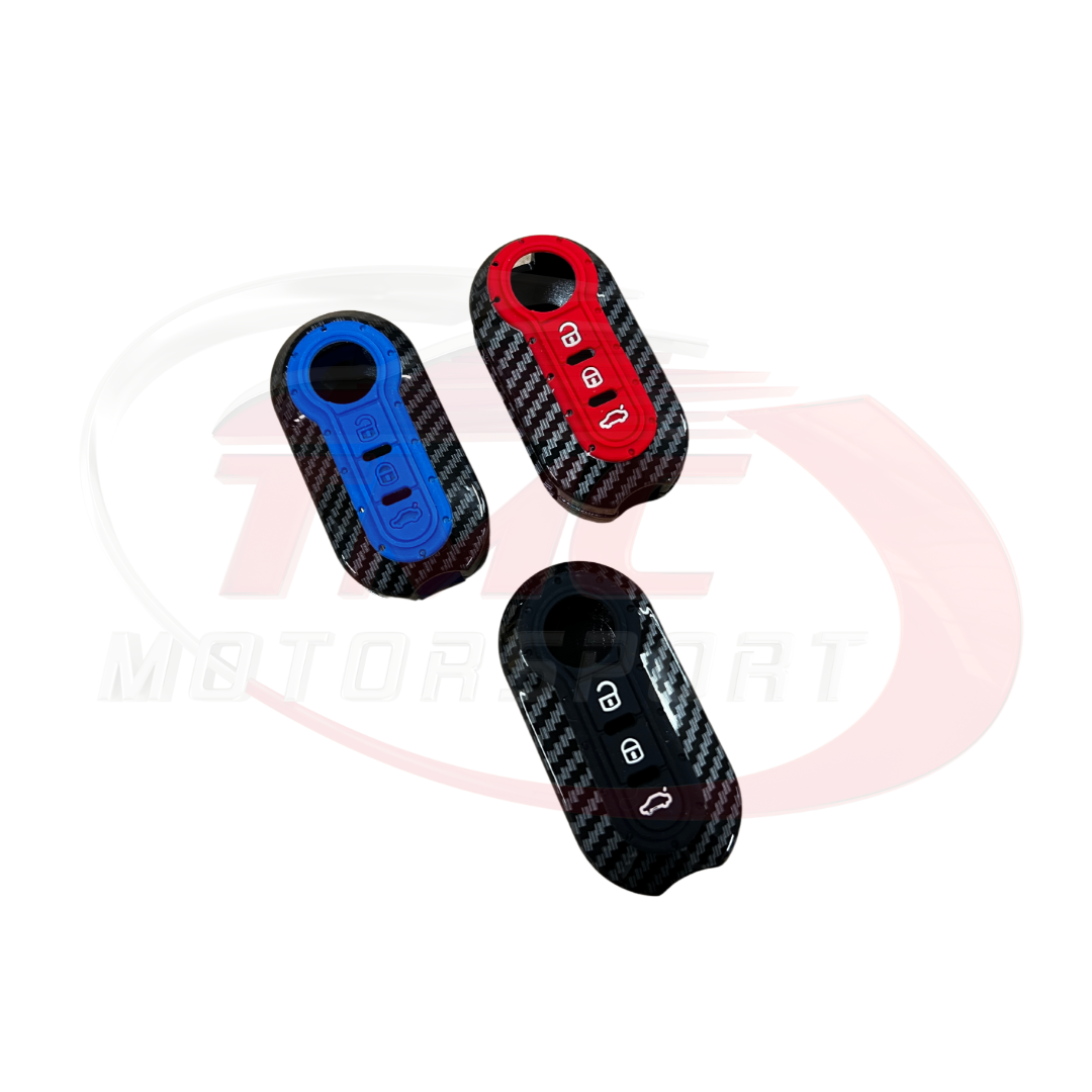 Fiat 500/Abarth 500 / 595 / 695 & Punto Carbon Fibre Look Plastic Key Cover Case - Abarth Tuning