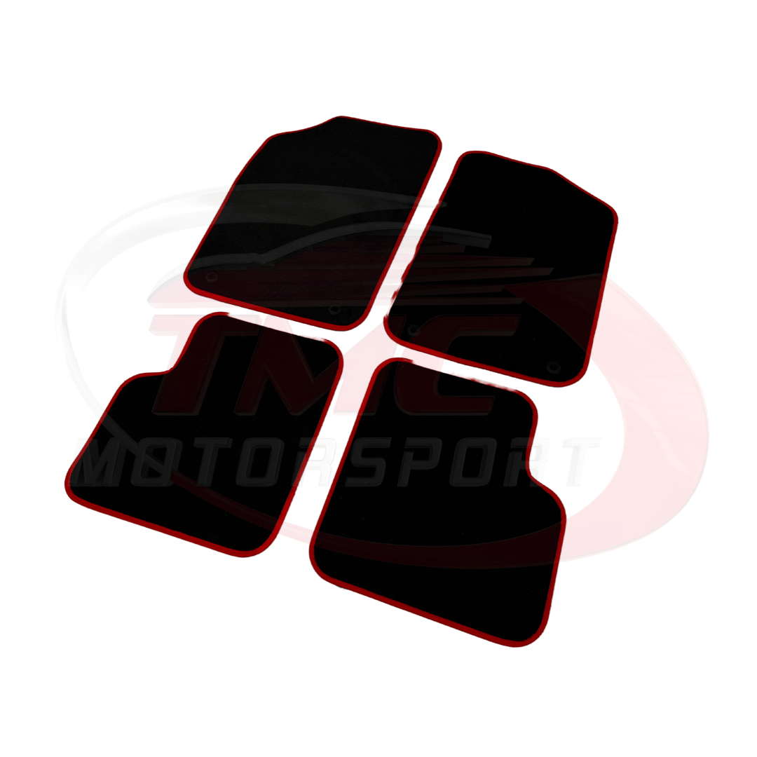 Abarth 500/595/695 Carpet Mats with Coloured Border - Right Hand Drive - Black or Red