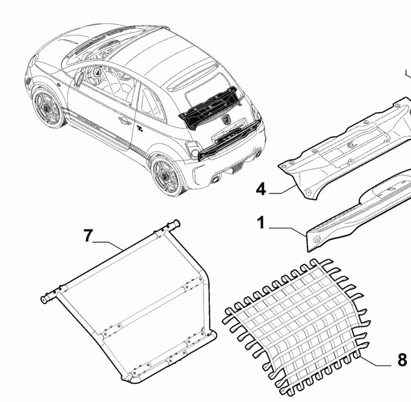 Genuine Abarth 695 Biposto Titanium Rear Harness / Roll Bar & Net Kit - Abarth Tuning