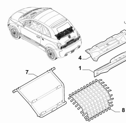 Genuine Abarth 695 Biposto Titanium Rear Harness / Roll Bar & Net Kit - Abarth Tuning