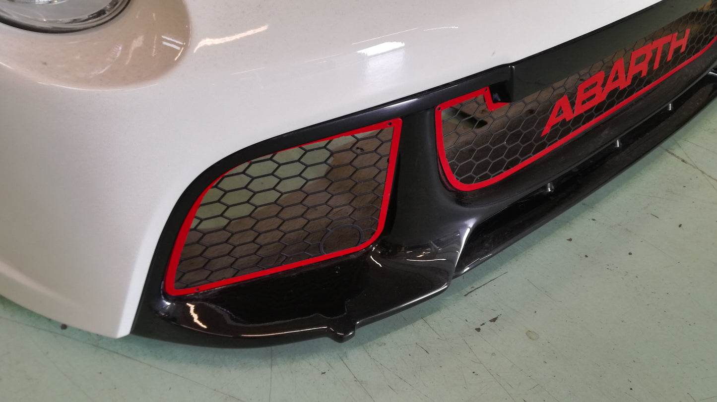 Abarth 595 Series 4 Front Bumper Mask 2016 Biposto Look with Metal Grilles - Cadamuro