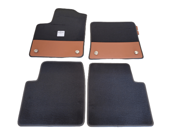 Genuine Abarth Carpet Mat Set, Brown Leather - 500 595 Abarth (MTA/AUTO) - Left Hand Drive Vehicles Only - Abarth Tuning