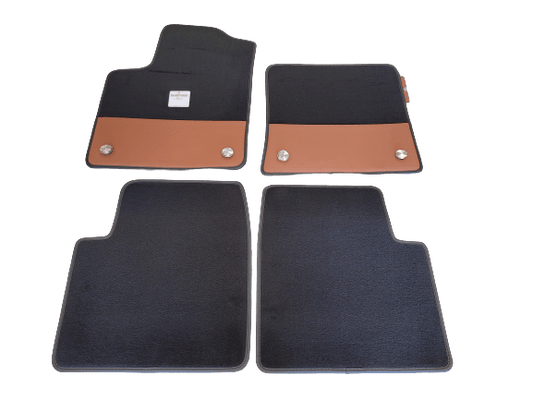 Genuine Abarth Carpet Mat Set, Brown Leather - 500 595 Abarth (MTA/AUTO) - Left Hand Drive Vehicles Only - Abarth Tuning