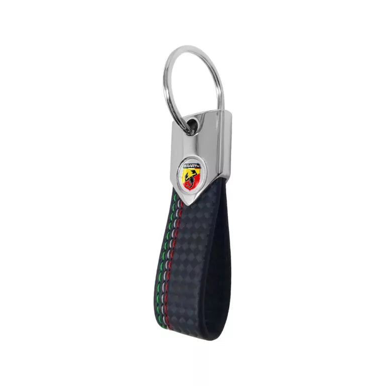 Abarth Carbon Effect Keyring - Black Tricolore - Various Options - Abarth Tuning