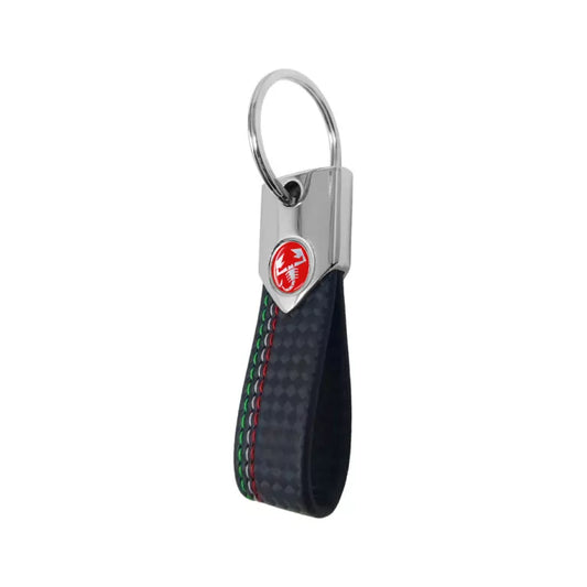 Abarth Carbon Effect Keyring - Black Tricolore - Various Options