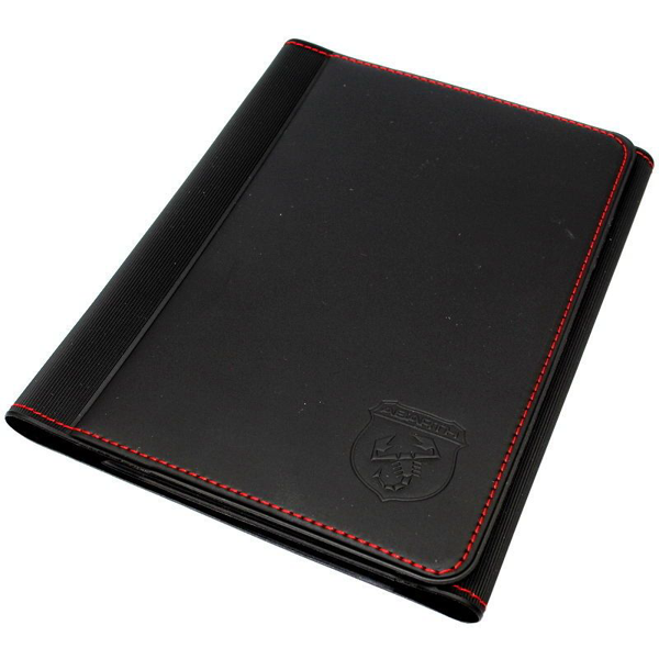 Abarth Black With Red Stitching Handbook Document Wallet Holder - Abarth Tuning