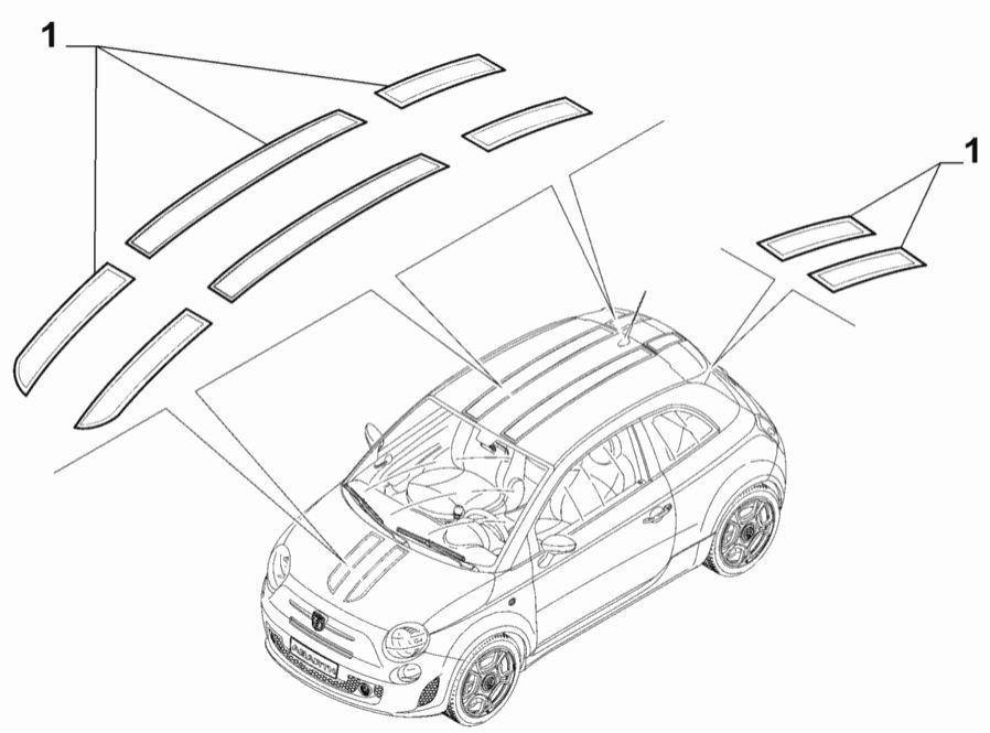 Abarth Twin Stripe Decal Kit - 500 Abarth Tributo Ferrari - Abarth Tuning