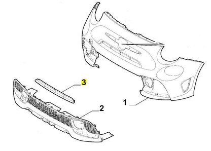 Genuine Abarth Grille, Front Bumper - 500 Abarth 2016>