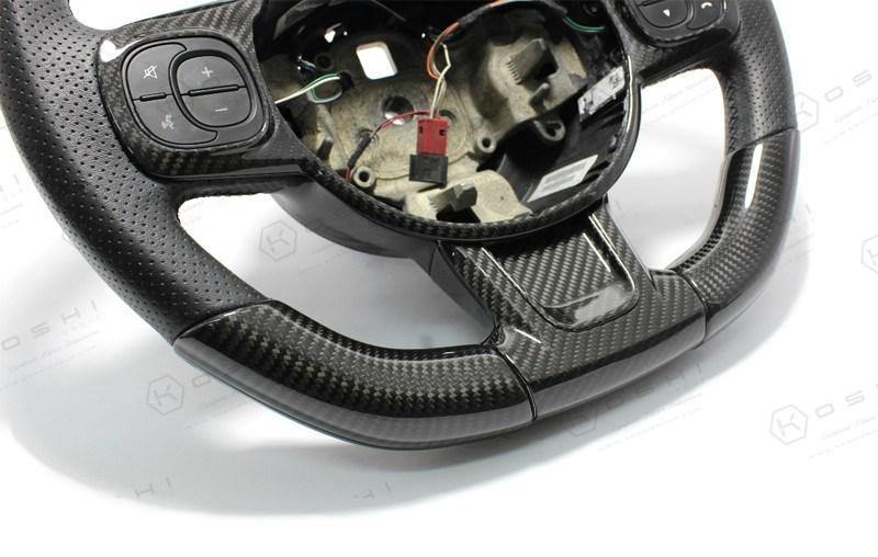 Abarth 595 2016> Frontal Decor Cover Steering Wheel - Carbon Fibre - Abarth Tuning
