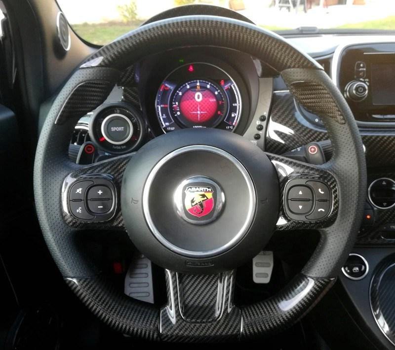 Abarth 595 2016> Frontal Decor Cover Steering Wheel - Carbon Fibre - Abarth Tuning