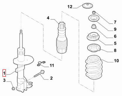 Shock Absorber, Front - 500 Abarth - Abarth Tuning