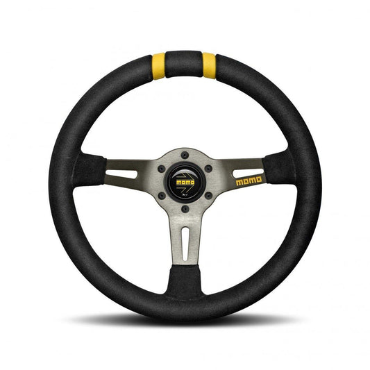 MOMO Drifting - Black Suede Yellow 330mm Track Steering Wheel - Abarth Tuning