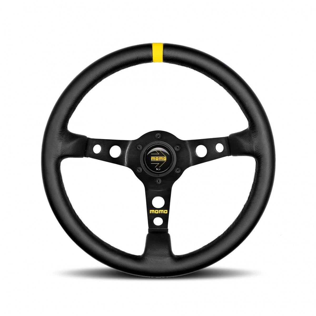 MOMO Mod. 07 - Black Leather 350mm Track Steering Wheel - Abarth Tuning