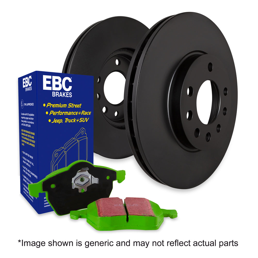 Abarth Punto Evo & Grande Punto EBC Brakes Greenstuff Pads and Plain Disc Kit to fit Front