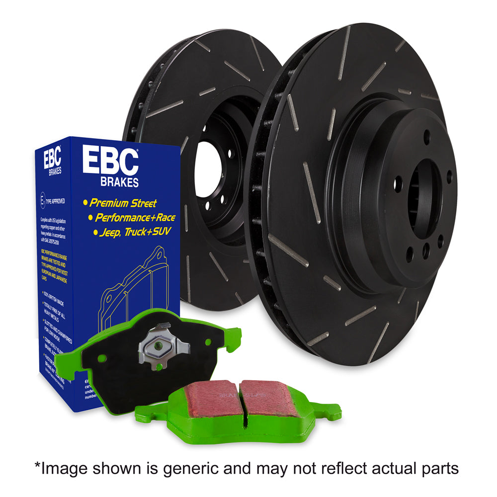 Abarth Punto Evo & Grande Punto EBC Brakes Greenstuff Pads and Slotted Disc Kit to fit Front