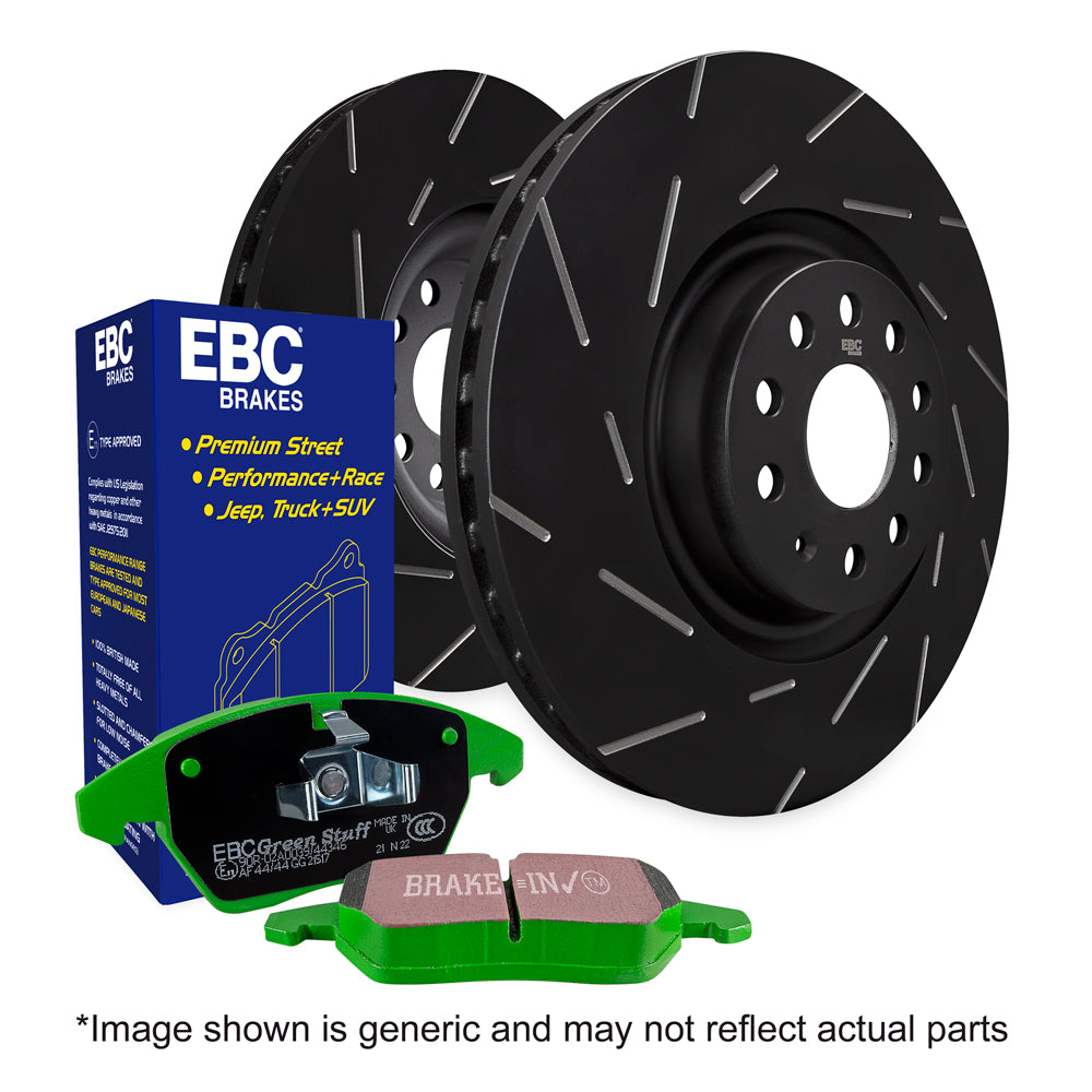 Abarth Punto Evo & Grande Punto EBC Brakes Greenstuff Pads and Slotted Disc Kit to fit Rear