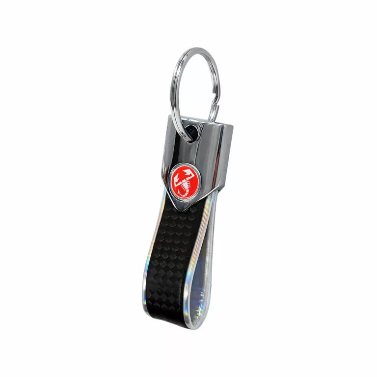 Abarth Carbon Effect Keyring - Silver - Various Options - Abarth Tuning