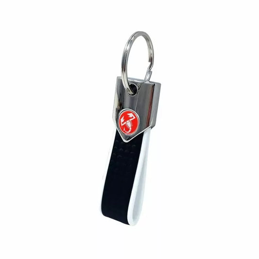 Abarth Carbon Effect Keyring - White - Various Options