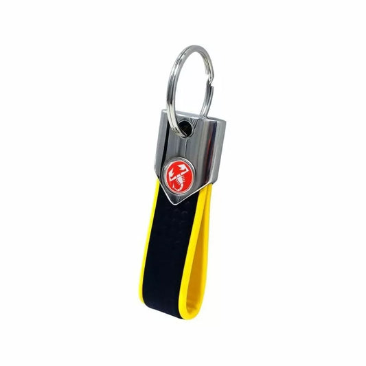 Abarth Carbon Effect Keyring - Yellow - Various Options