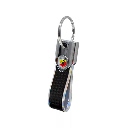 Abarth Carbon Effect Keyring - Silver - Various Options