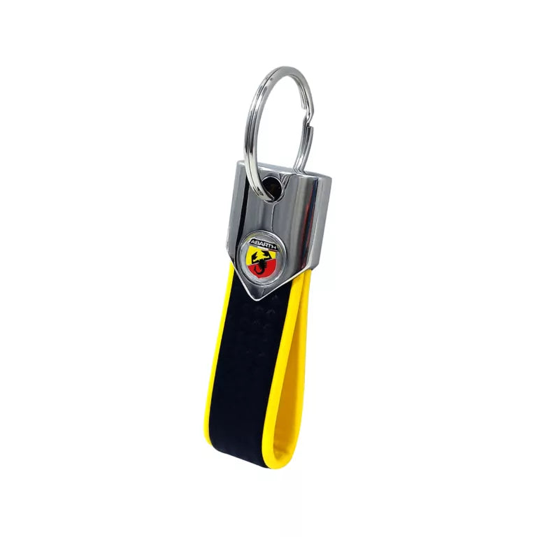 Abarth Carbon Effect Keyring - Yellow - Various Options - Abarth Tuning