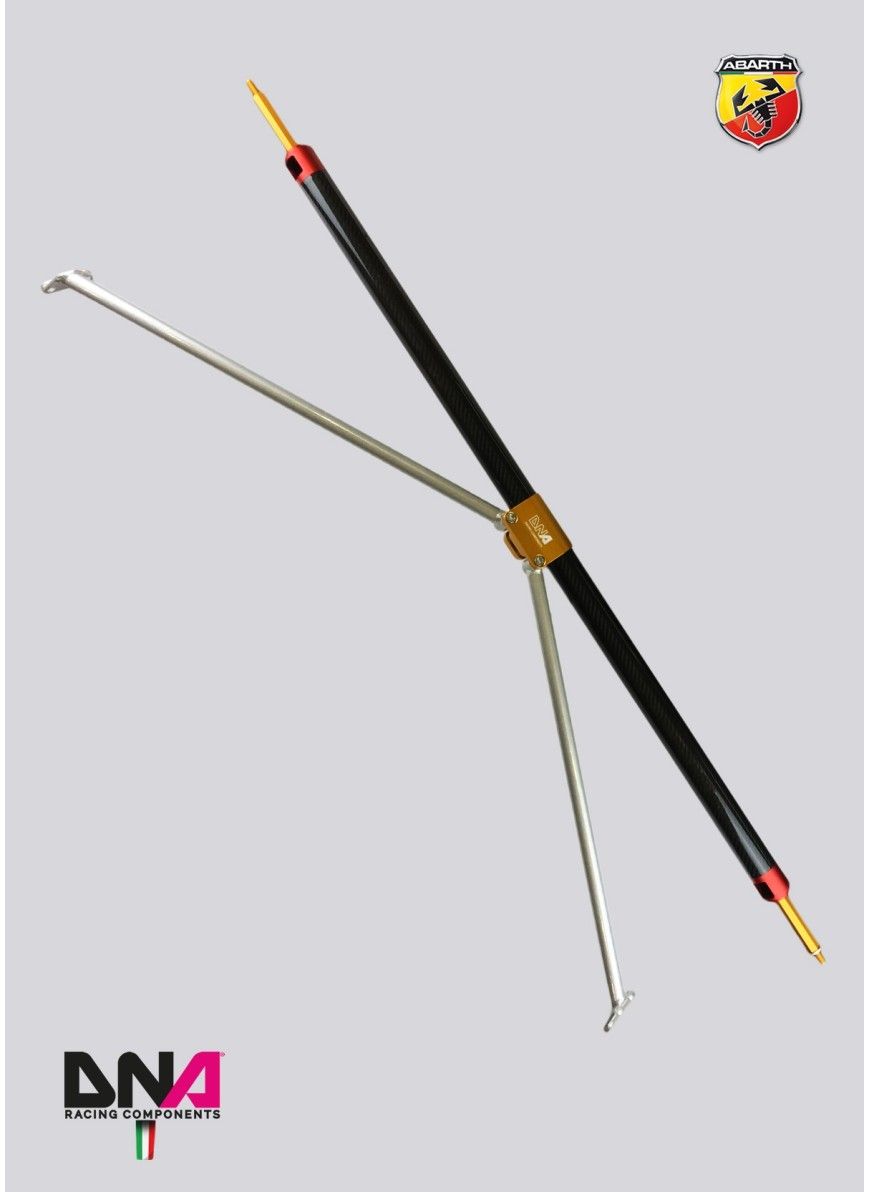 Abarth 500 / 595 / 695 Carbon REAR STRUT BAR WITH TIE RODS KIT WITH REAR SEAT REMOVAL - DNA RACING - Abarth Tuning