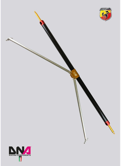 Abarth 500 / 595 / 695 Carbon REAR STRUT BAR WITH TIE RODS KIT WITH REAR SEAT REMOVAL - DNA RACING - Abarth Tuning