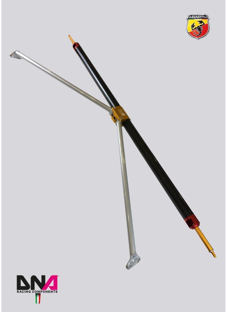 Abarth 500 / 595 / 695 Carbon REAR STRUT BAR WITH TIE RODS KIT WITH REAR SEAT REMOVAL - DNA RACING - Abarth Tuning