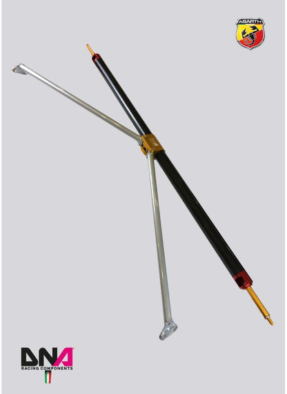 Abarth 500 / 595 / 695 Carbon REAR STRUT BAR WITH TIE RODS KIT WITH REAR SEAT REMOVAL - DNA RACING - Abarth Tuning