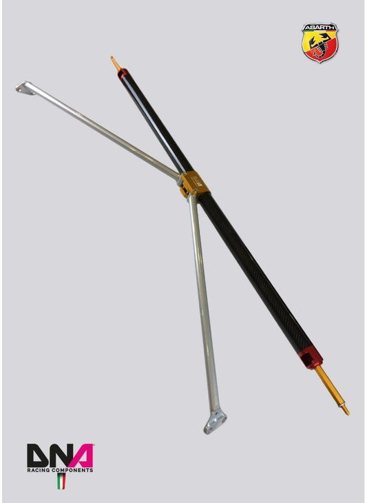 Abarth 500 / 595 / 695 Carbon REAR STRUT BAR WITH TIE RODS KIT WITH REAR SEAT REMOVAL - DNA RACING - Abarth Tuning