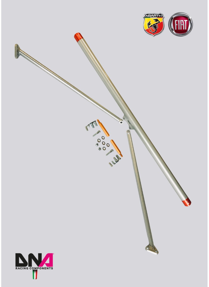 Abarth 500 / 595 / 695 REAR STRUT BAR WITH TIE RODS KIT WITHOUT REAR SEAT REMOVAL - DNA RACING - Abarth Tuning