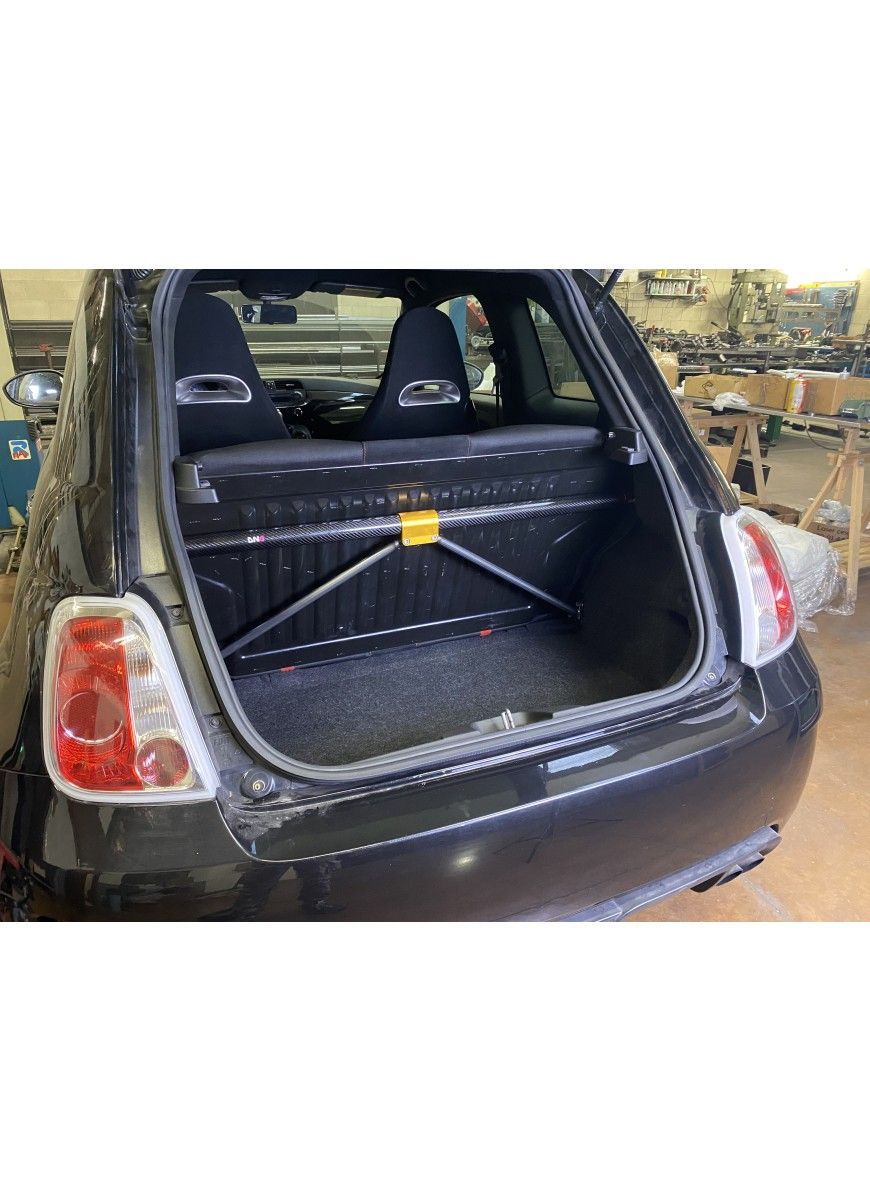 Abarth 500 / 595 / 695 Carbon REAR STRUT BAR WITH TIE RODS KIT WITH REAR SEAT REMOVAL - DNA RACING - Abarth Tuning