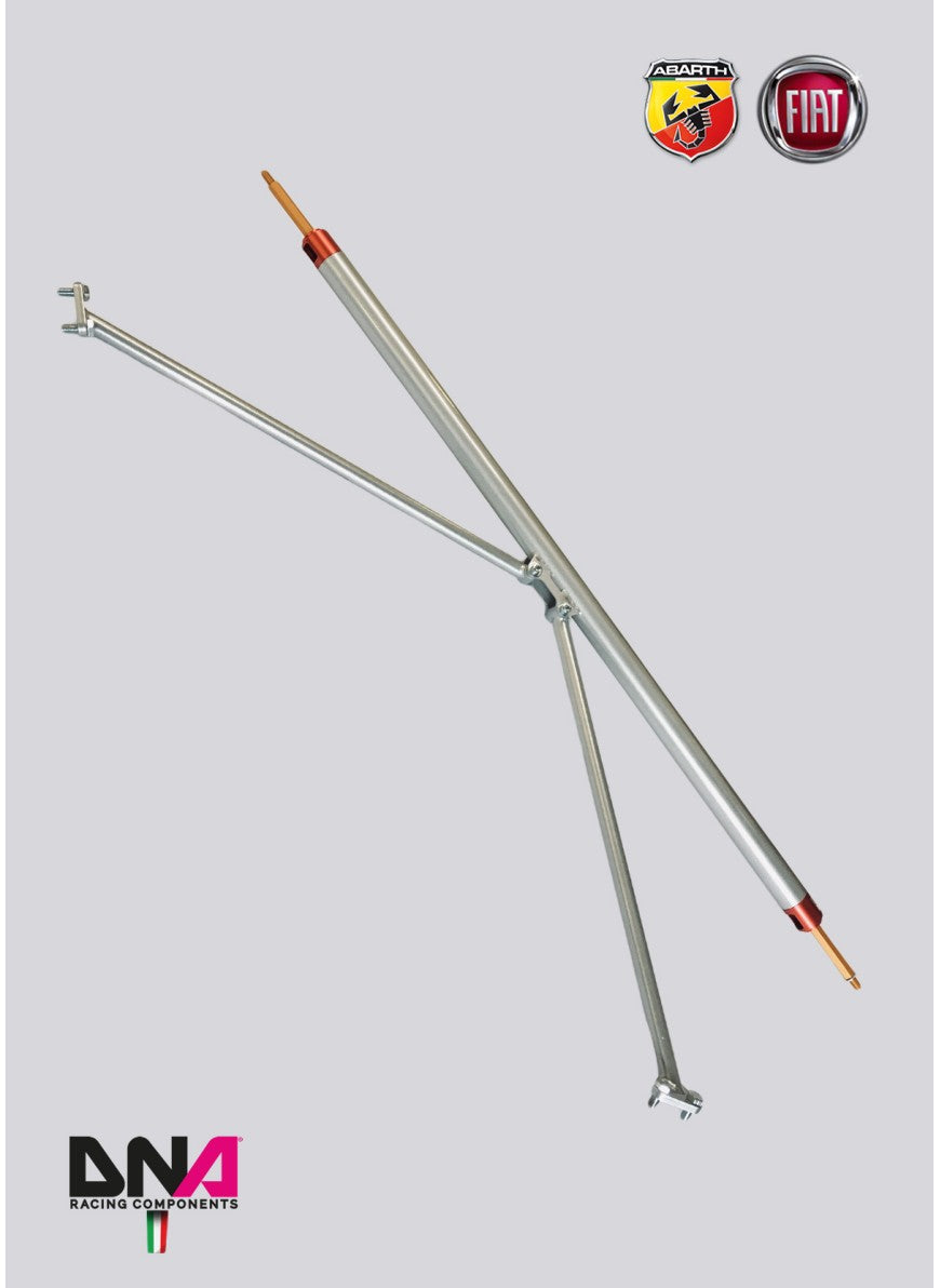 Abarth 500 / 595 / 695 REAR STRUT BAR WITH TIE RODS KIT WITHOUT REAR SEAT REMOVAL - DNA RACING - Abarth Tuning
