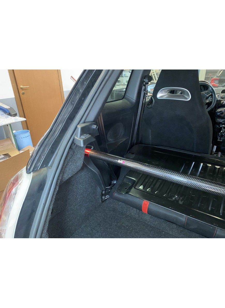 Abarth 500 / 595 / 695 Carbon REAR STRUT BAR WITHOUT TIE RODS KIT WITHOUT REAR SEAT REMOVAL - DNA RACING - Abarth Tuning