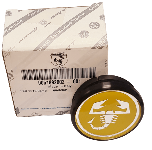 Genuine Abarth Centre Cap, Yellow - 500 Tributo Ferrari - Abarth Tuning