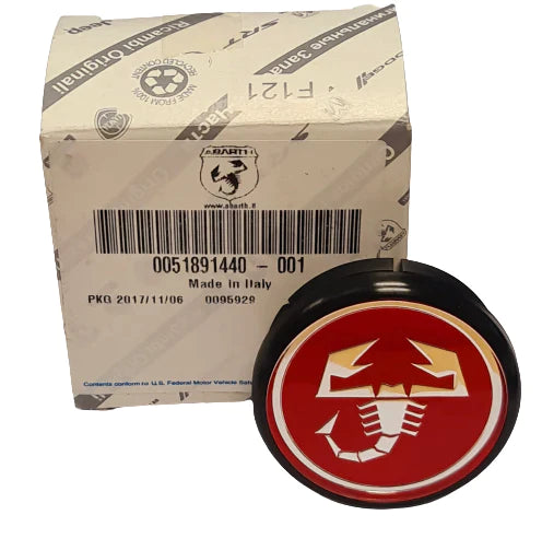 Genuine Abarth 500 / Punto Evo Alloy Wheel Centre Cap – Scorpion Emblem, 130mm, OEM Part 51923348