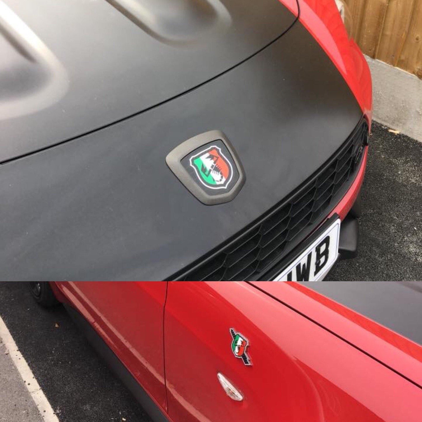 124 Tricolore Scorpion Badge overlays carbon option available. Set of four - Abarth Tuning