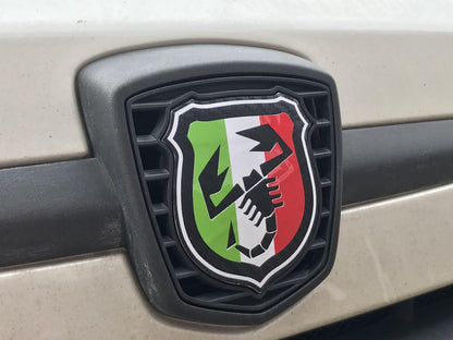 500/595 Tricolore Scorpion Badge overlays carbon option available. Set of two - Abarth Tuning