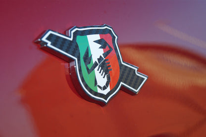 124 Tricolore Scorpion Badge overlays carbon option available. Set of four - Abarth Tuning